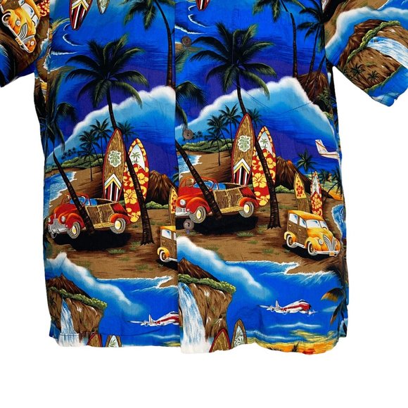 Vintage Royal Creations Hawaii Bright Car Surfboard Aloha Beach Shirt Men's XL - Picture 3 of 10